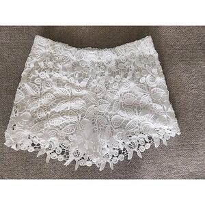 WAYF Womens White Floral Lace Pull-on Boho Hot Pants Shorts 30in Waist Lined M